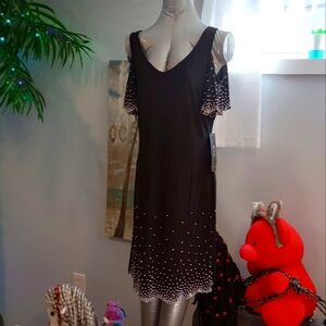 black with silver accents cocktail dress